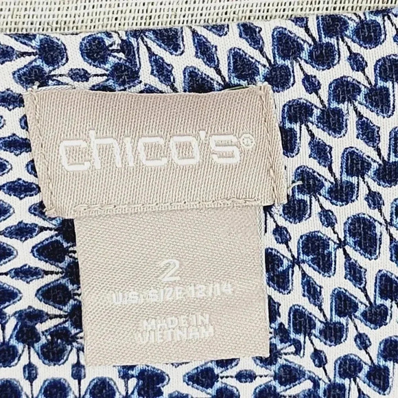 Chico's Slip Maxi Dress Size 2/ 12 Cap Sleeve Printed Slit Side 1930P - Picture 5 of 8